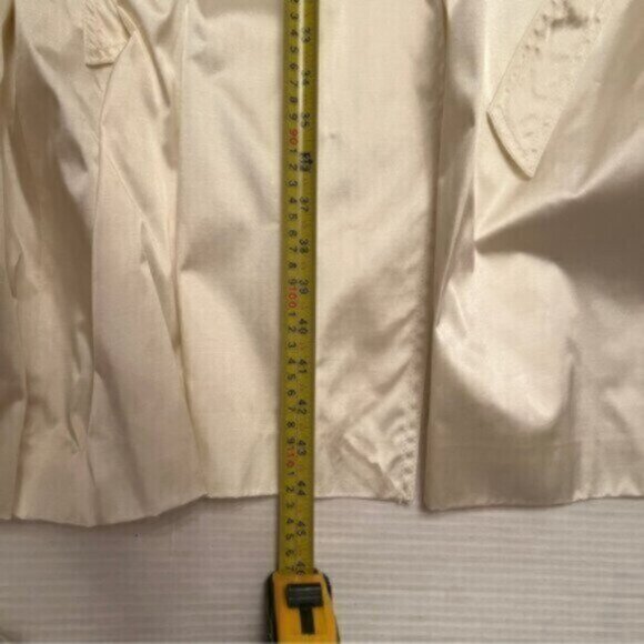 NWT! Banana Republic Maja Satin Trench Coat Iced Vanilla Ivory - Size Petite L - Picture 14 of 16